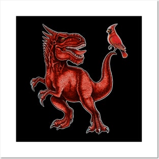 Red Cardinal T-Rex Posters and Art